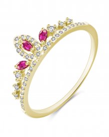 CROWN STYLE RUBY DIAMOND RING (TR3195)